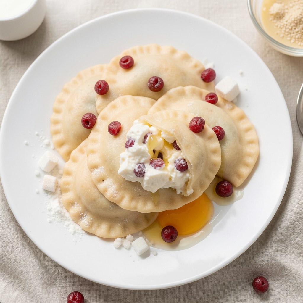 Pierogi z serem i rodzynkami