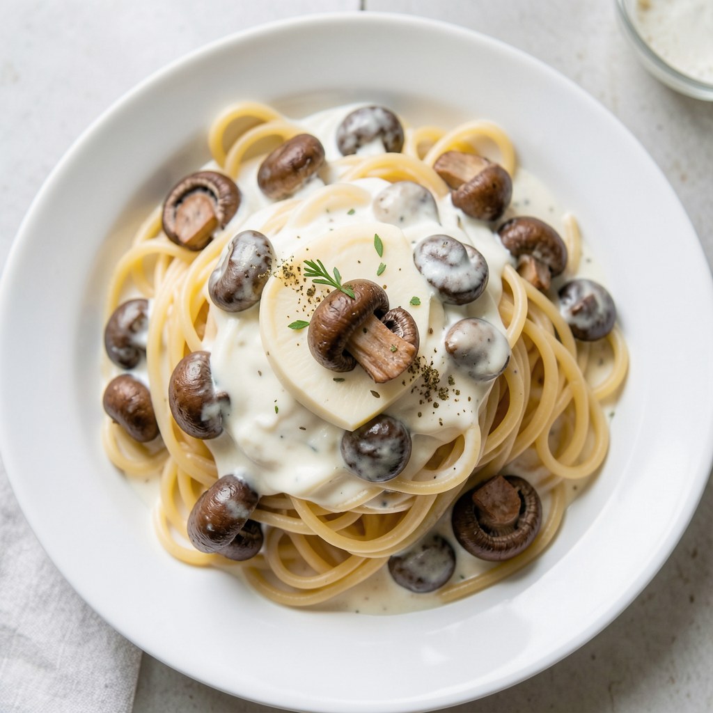 spagetti z pieczarkami