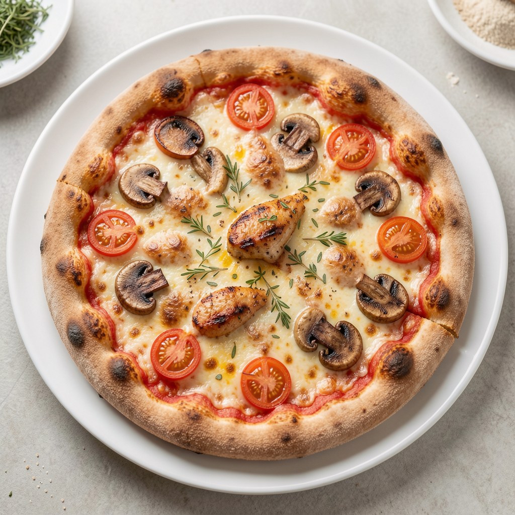 Pizza z oliwkami i pomidorkami