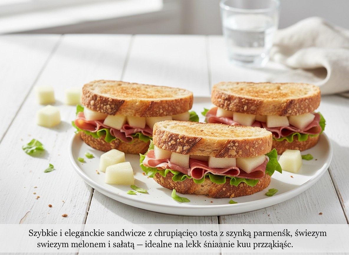 Sandwicze z melonem i szynką