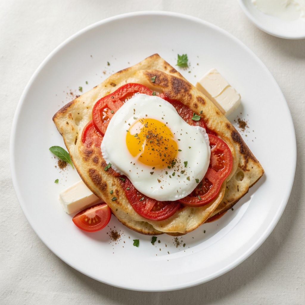 Jajecznica z pomidorem i serem mozzarella