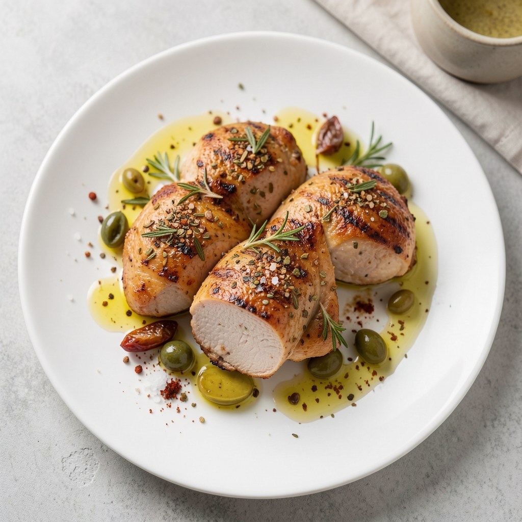 Grillowana na patelni pierś z kurczaka