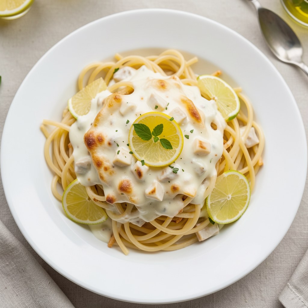 Zapiekany makaron cytrynowo-czosnkowy