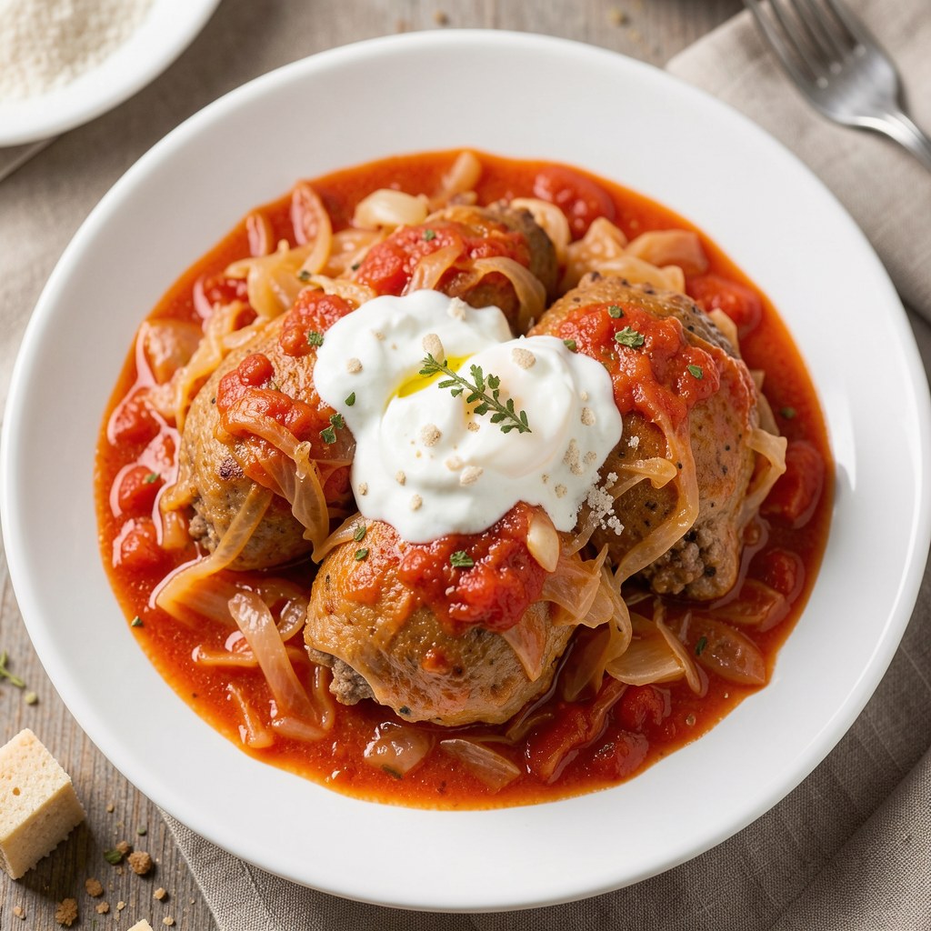 Pulpety wieprzowe z kapustą w sosie pomidorowym