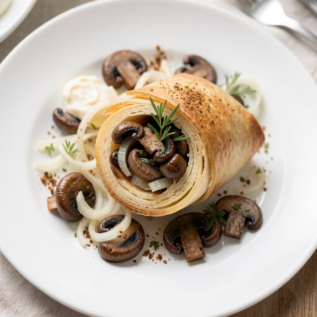 Ciasto francuskie z pieczarkami