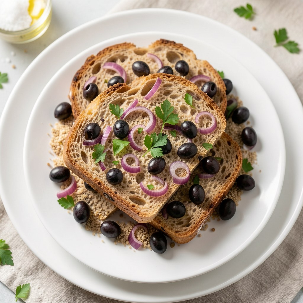 Chleb z cebulą i oliwkami