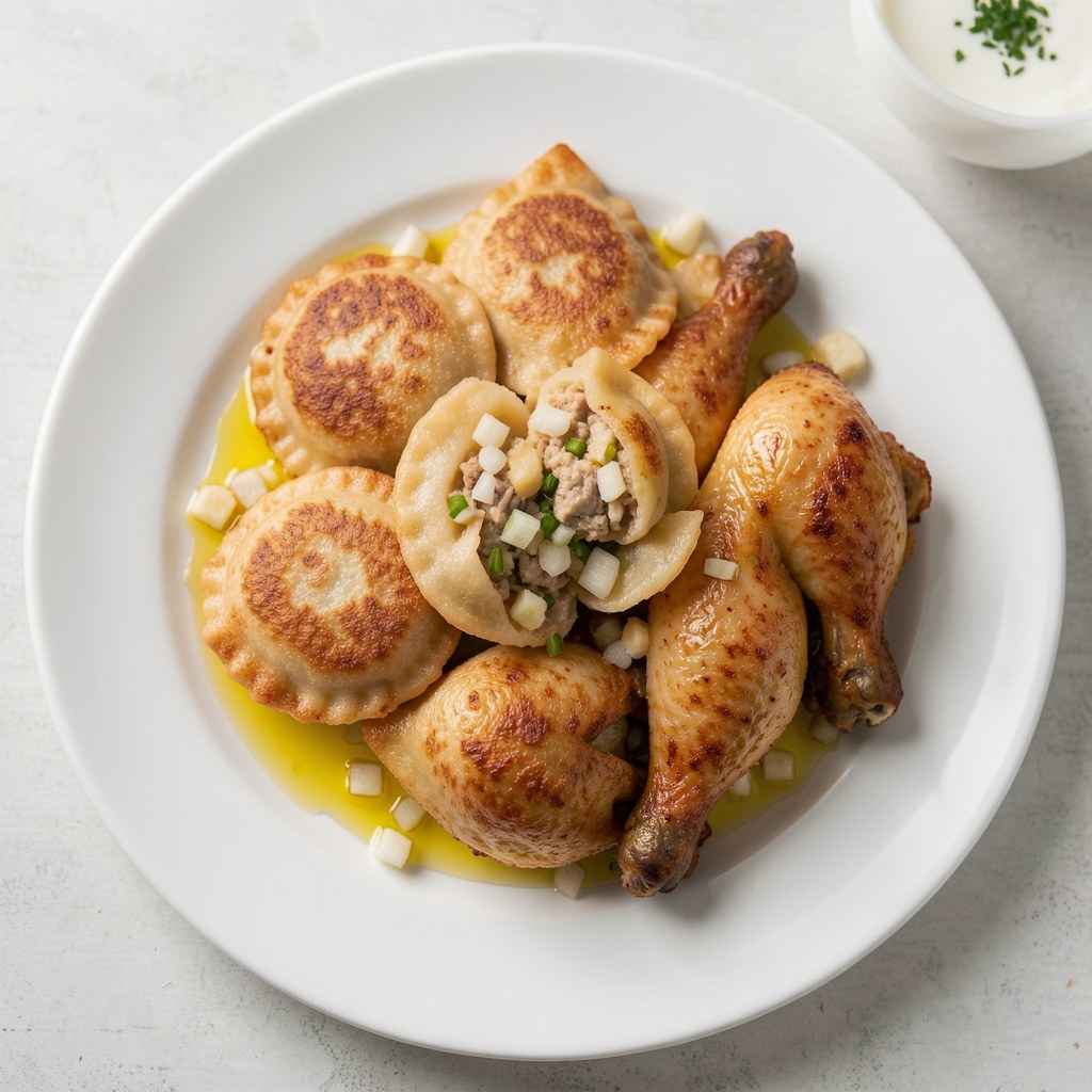 Smażone pierogi z kurkami