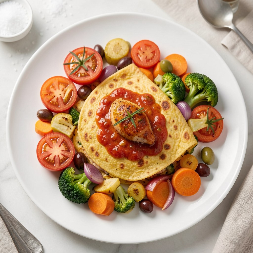 Tortilla z kurczakiem i warzywami