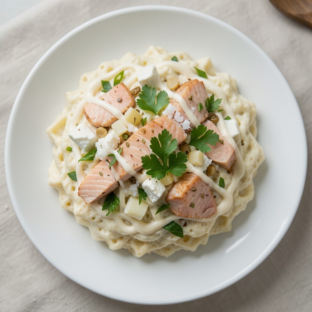 Zielona pasta z łososiem