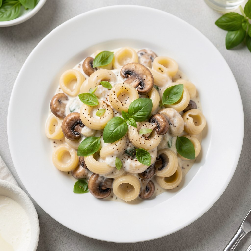 Muszle Conchiglie z pieczarkami