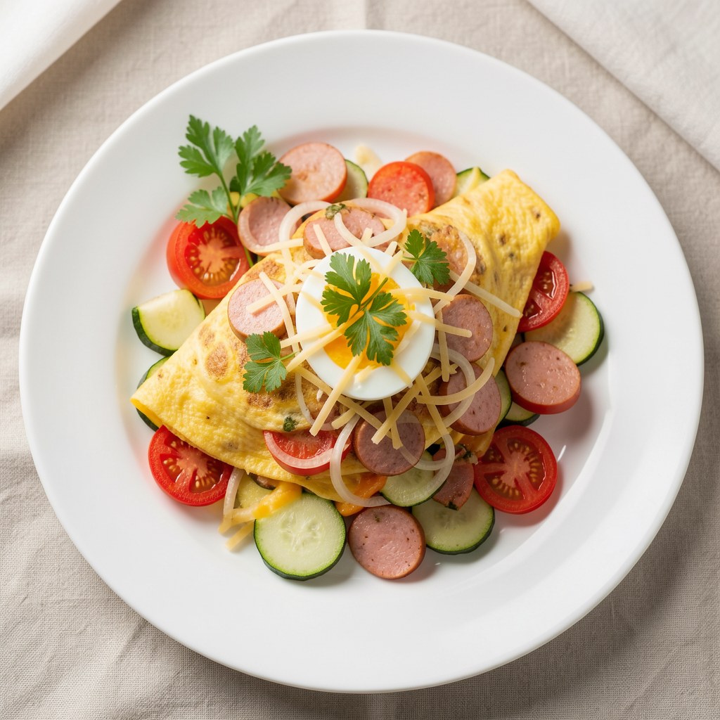 Omlet z cukinią i pomidorami