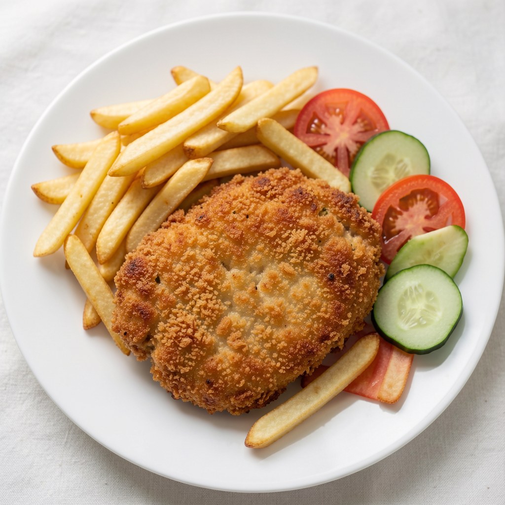 Karkówka panierowana z frytkami