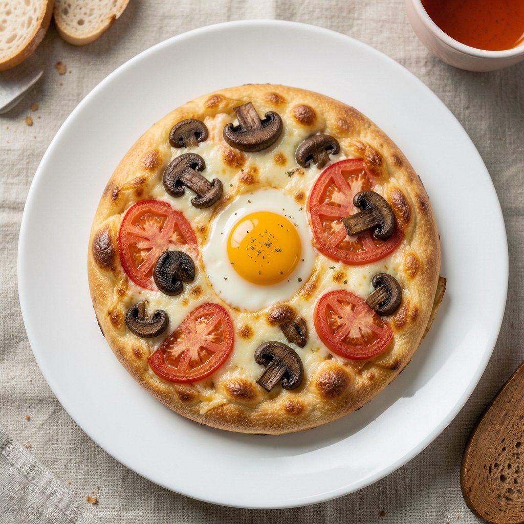 Jajecznica Caciatore z pieczarkami