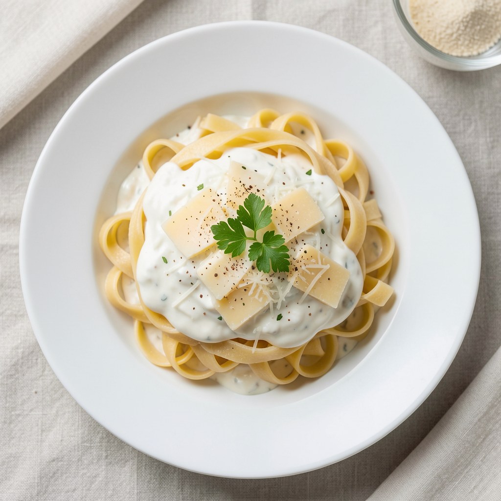 Makaron z sosem śmietanowym
