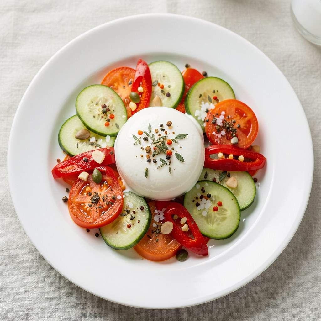 Duszone warzywa z włoskim serem mozzarella