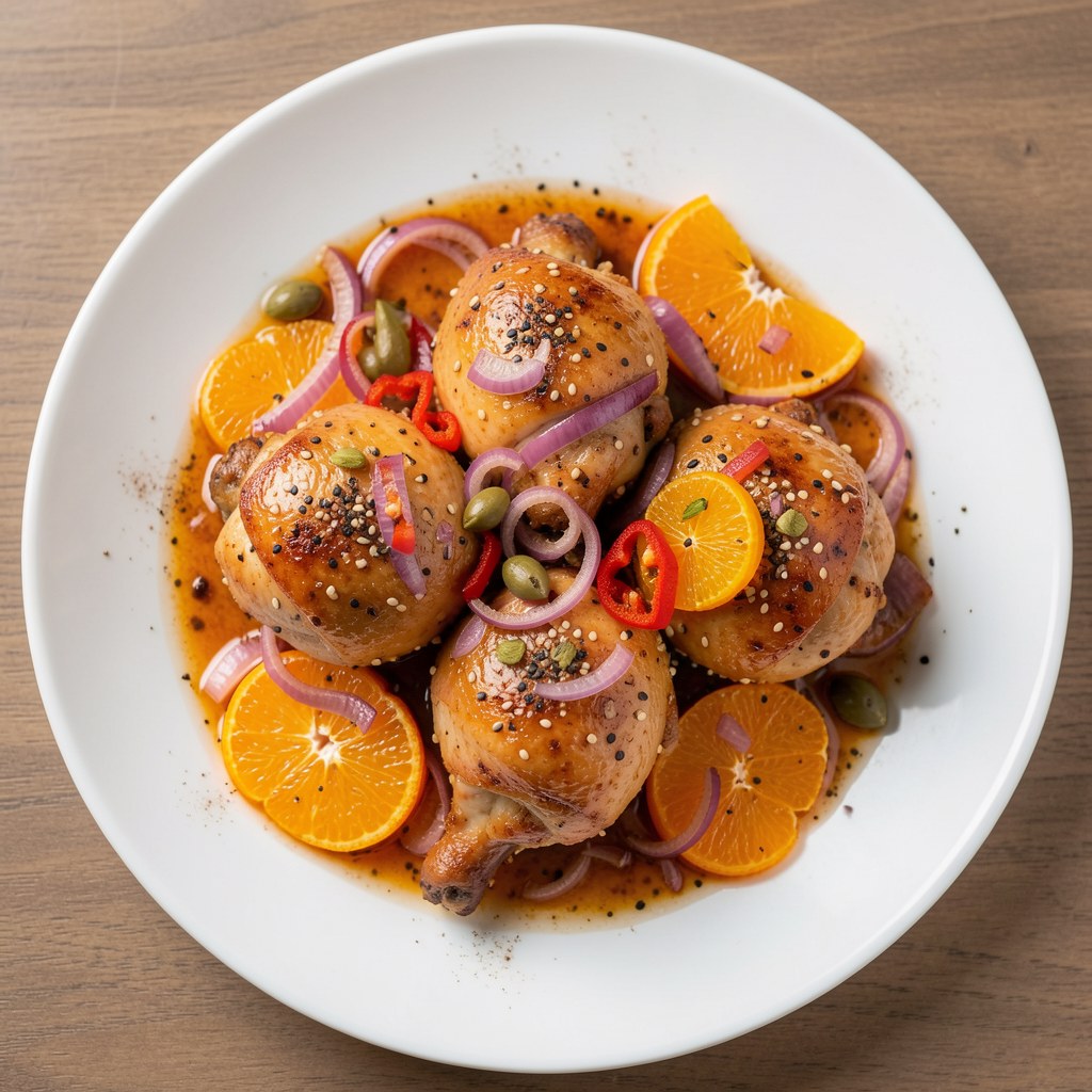 Piersi kurczaka z sezamem i pomarańczami