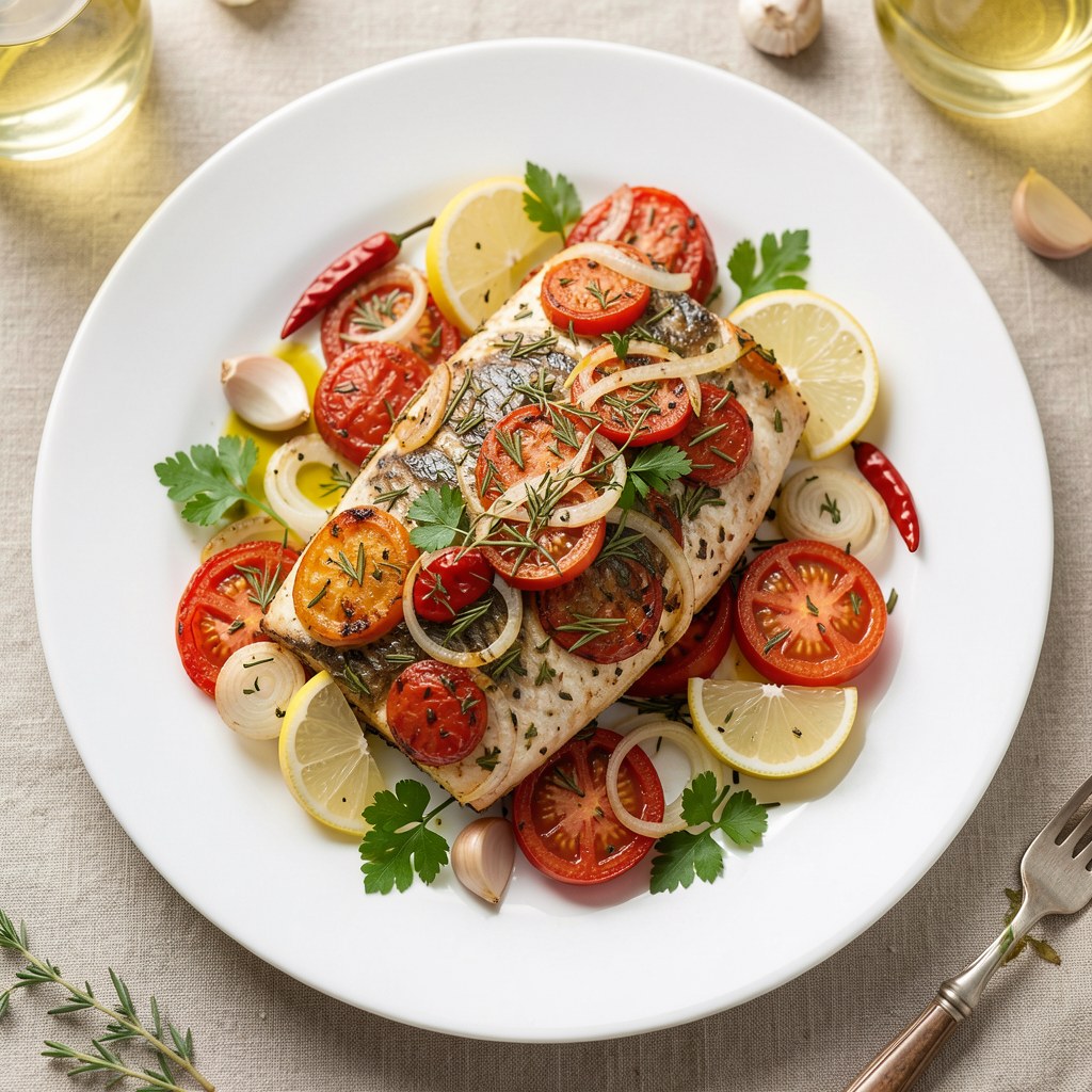 ryba z pomidorami zapiekana w ziołach