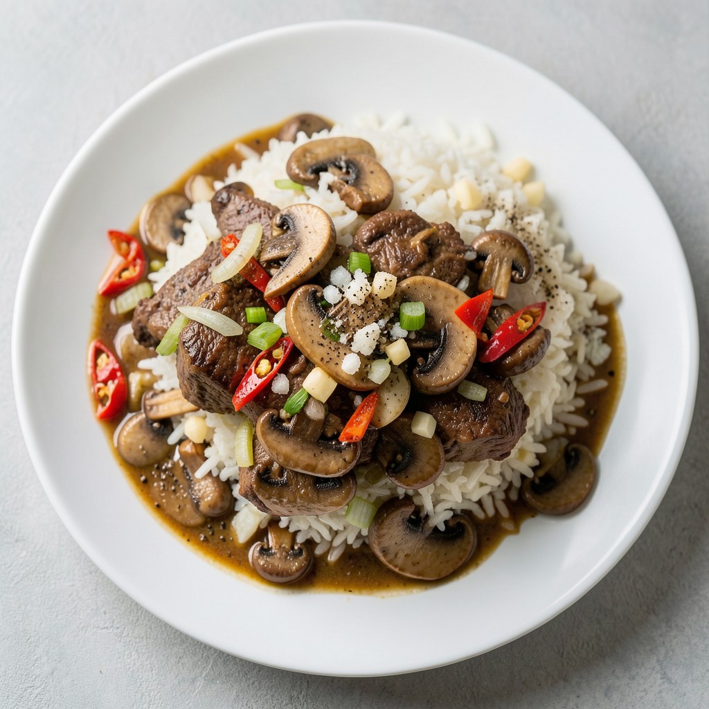 Wołowina z grzybami na ostro