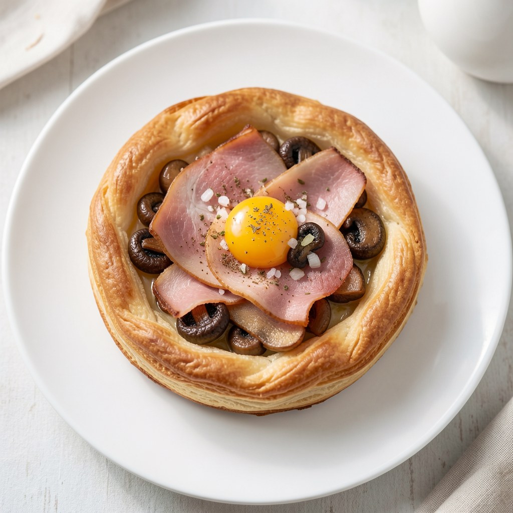 Szynka w cieście francuskim z pieczarkami