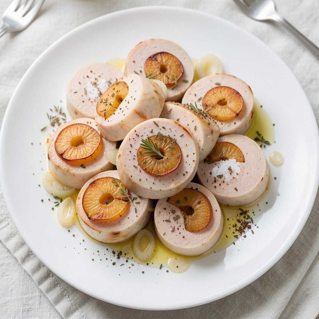 Biała kiełbasa pieczona ze śliwką