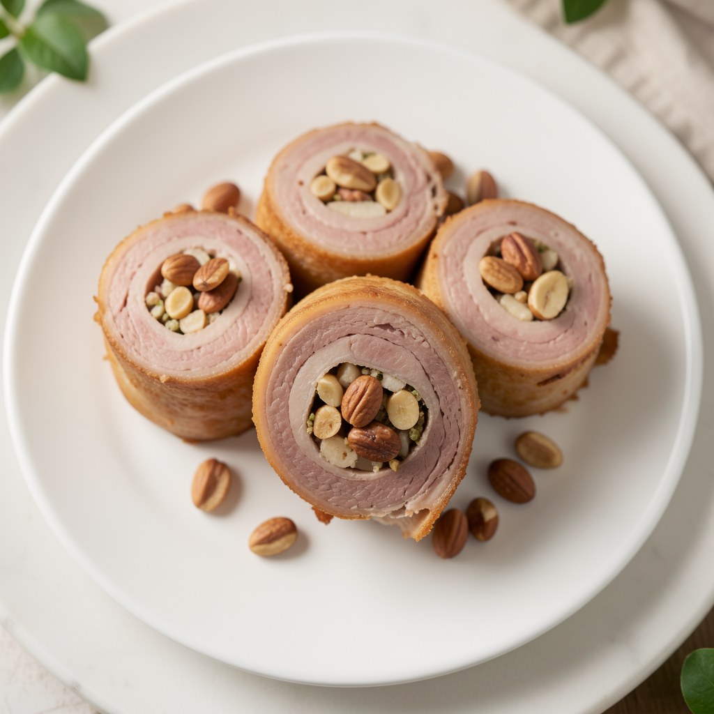 Roladki cielęce z żurawiną i orzechami