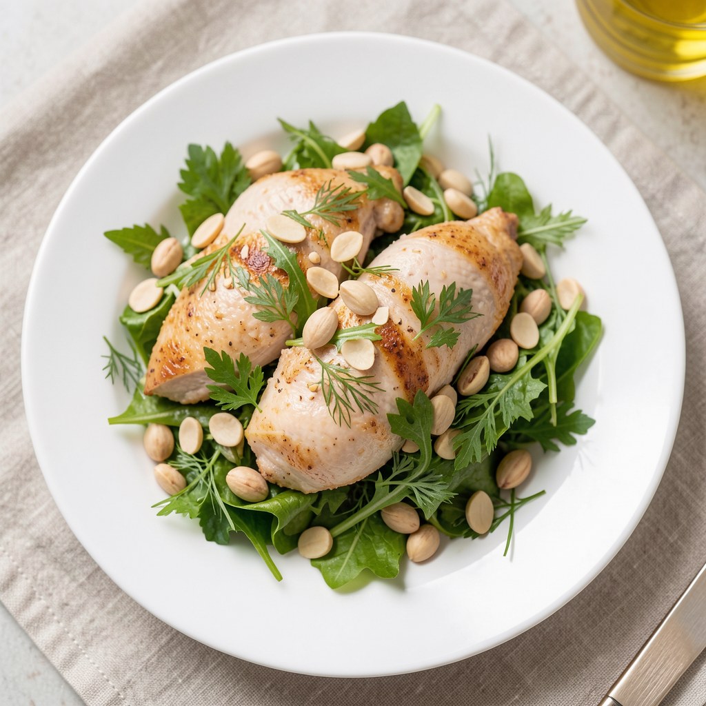 Sałatka z kurczakiem, pietruszką i migdałami