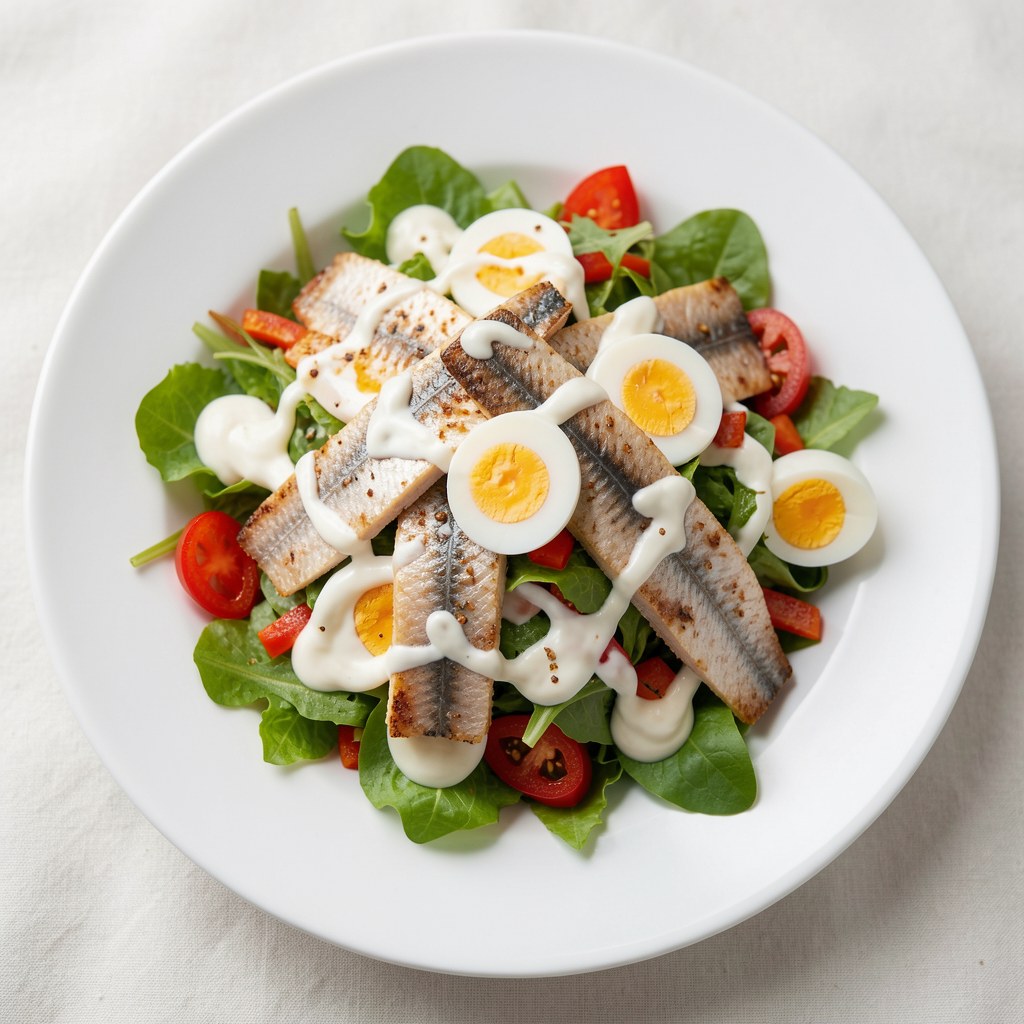 Sałatka z wędzoną rybą