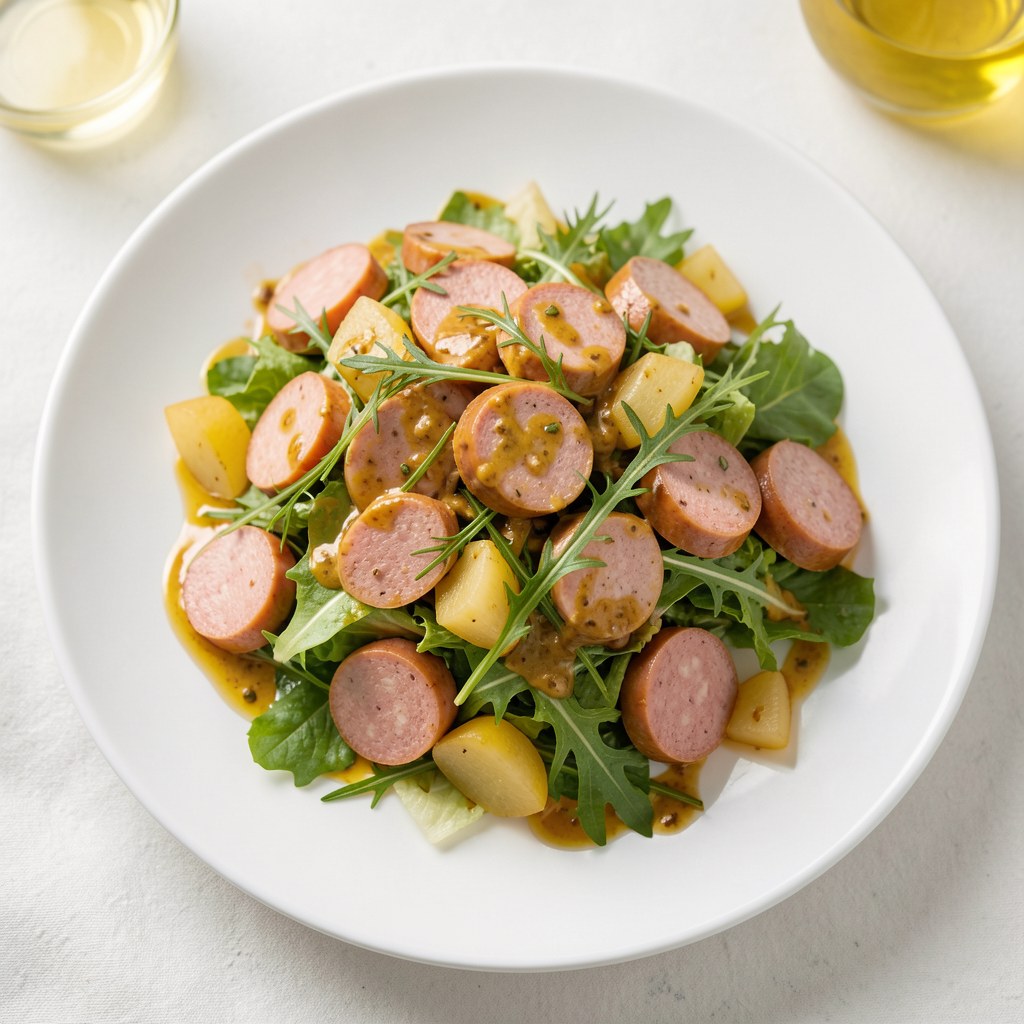 Sałatka z kiełbasy w sosie musztardowym