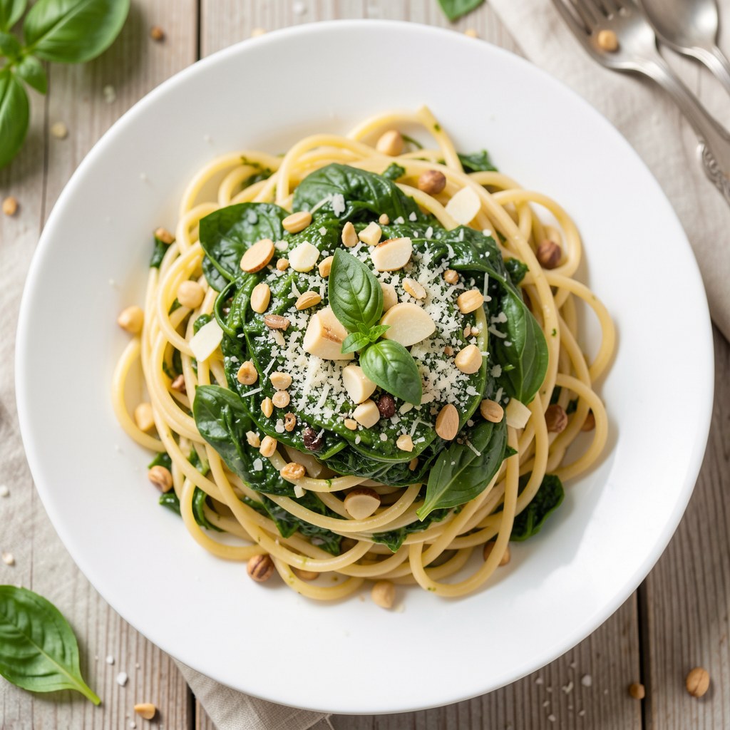 Spaghetti z sosem bazyliowym