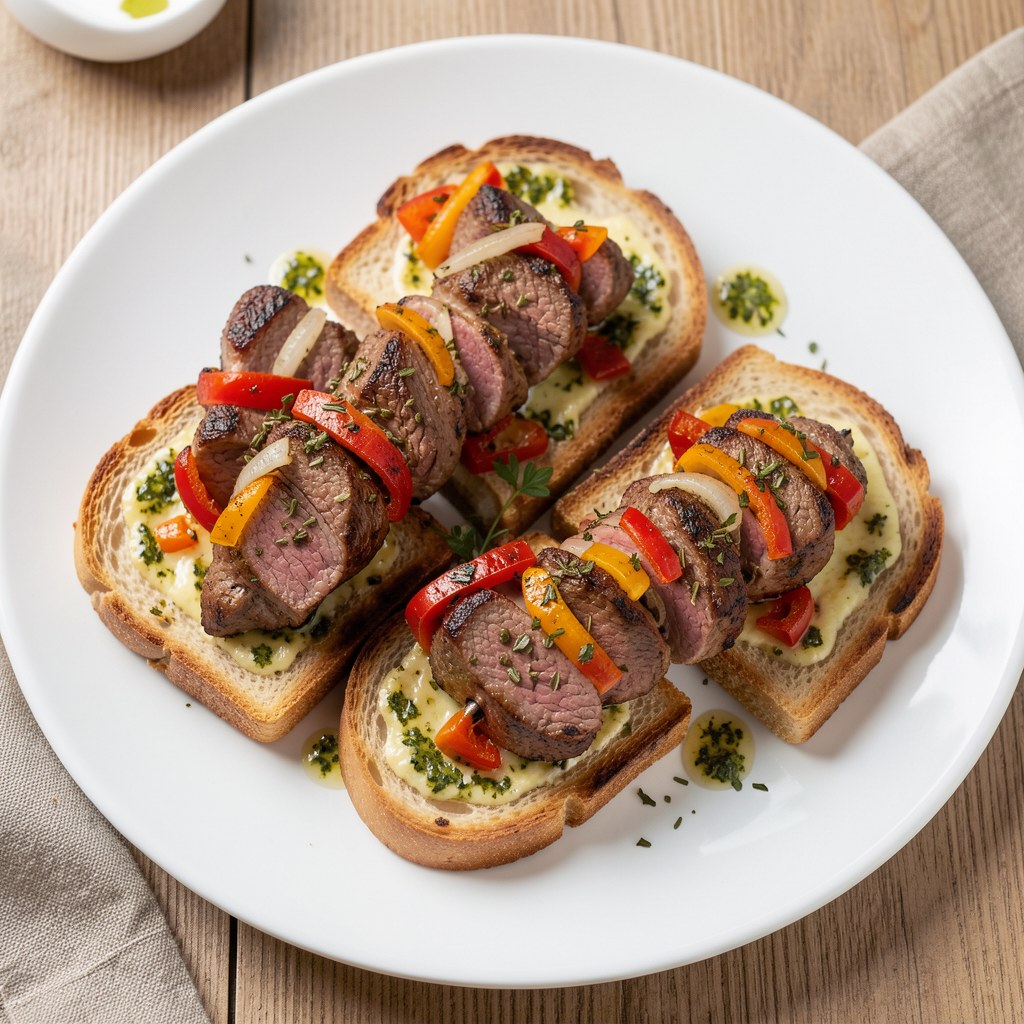 Ziołowy szaszłyk na grzankach