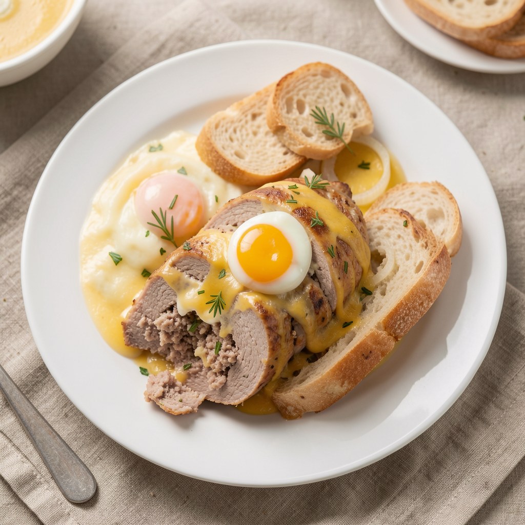 Pieczeń drobiowo-wieprzowa z serem