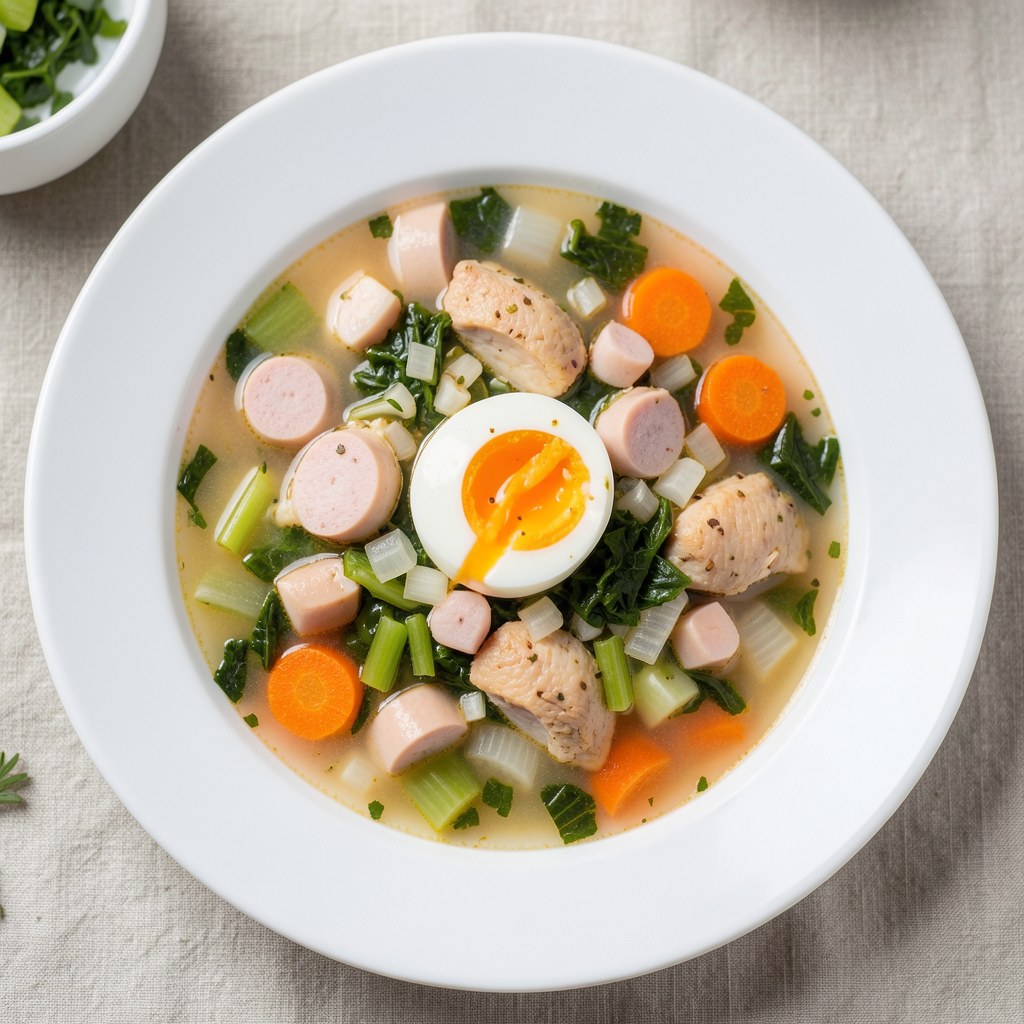 Zupa chrzanowa z jajkiem i białą kiełbasą