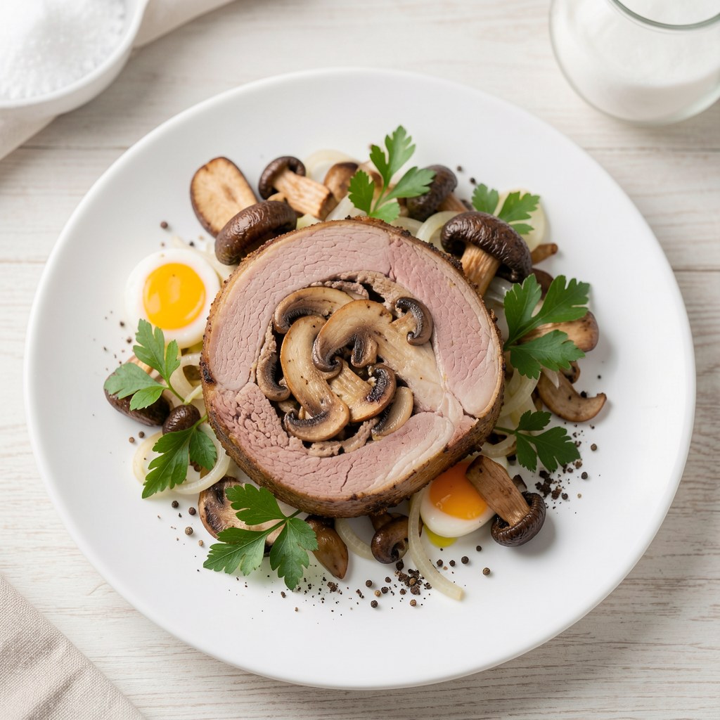 Boczek z nadzieniem mięsno-pieczarkowym