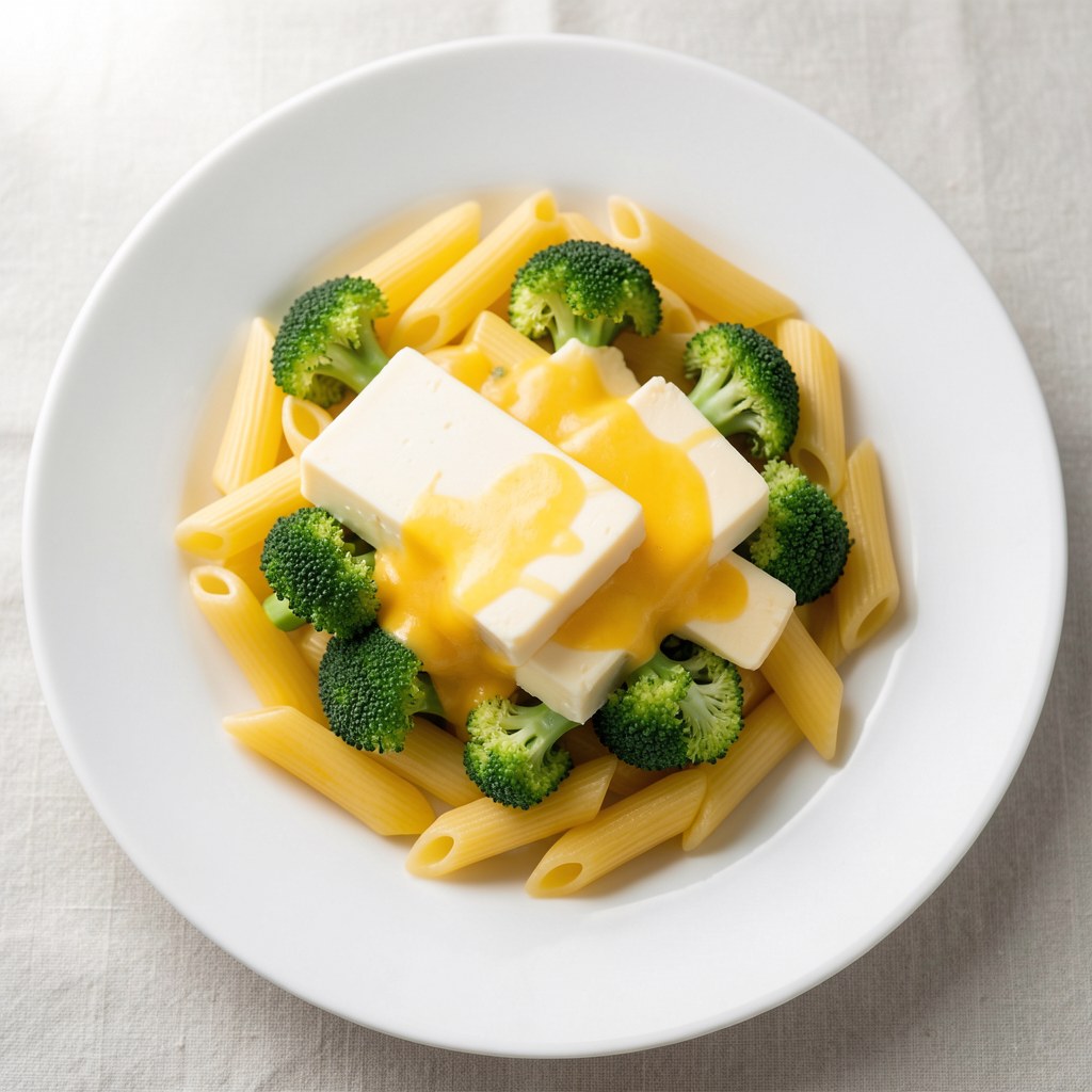 Penne z brokułem i serem żółtym