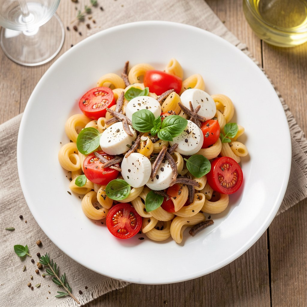 Makaron z pomidorami i mozzarellą