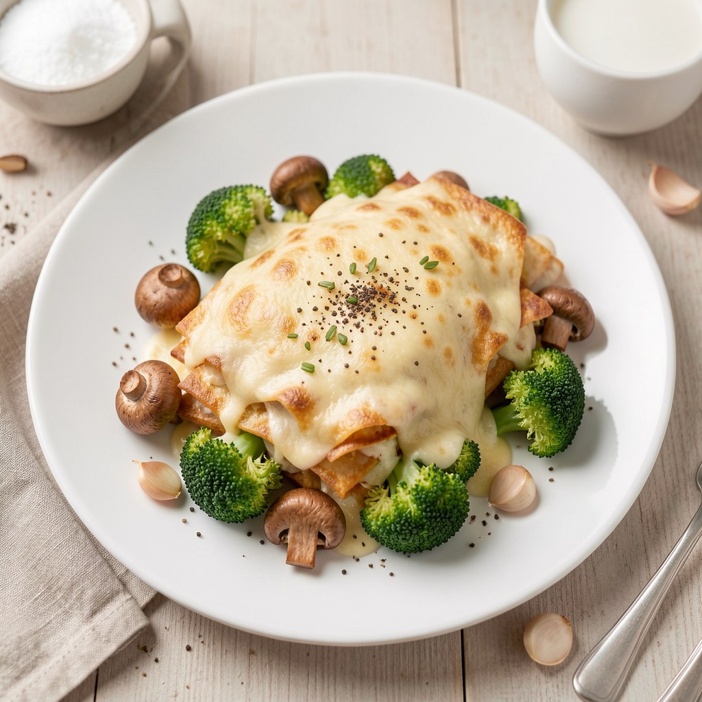 zapiekanka z kurczakiem i brokulami