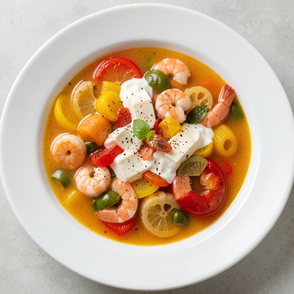 ZUPA Z KOLOROWEJ PAPRYKI Z KREWETKAMI