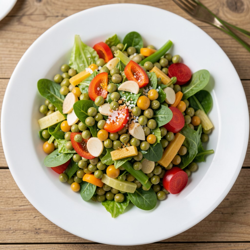 Sałatka z sielonego groszku, fasoli i kukurydzy Wegetariańska