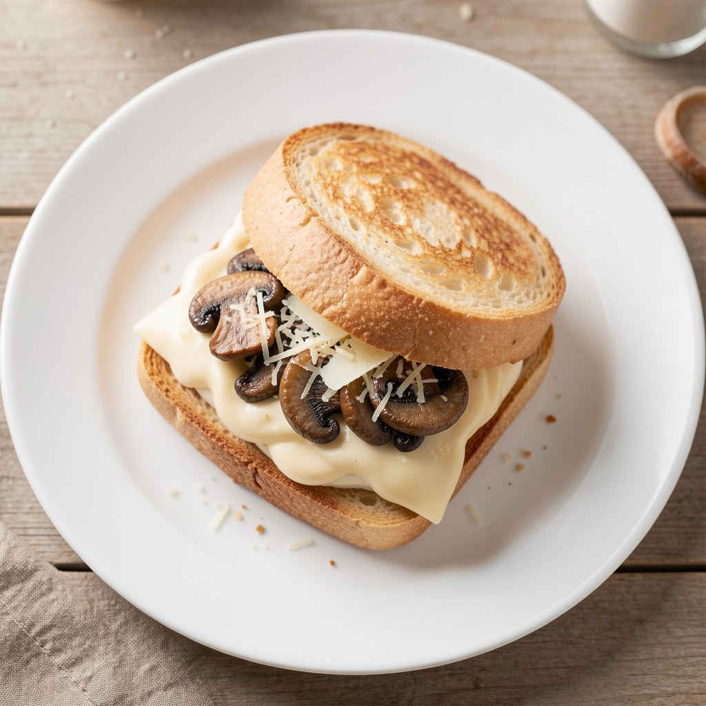 Sandwicz z pieczarkami i serem