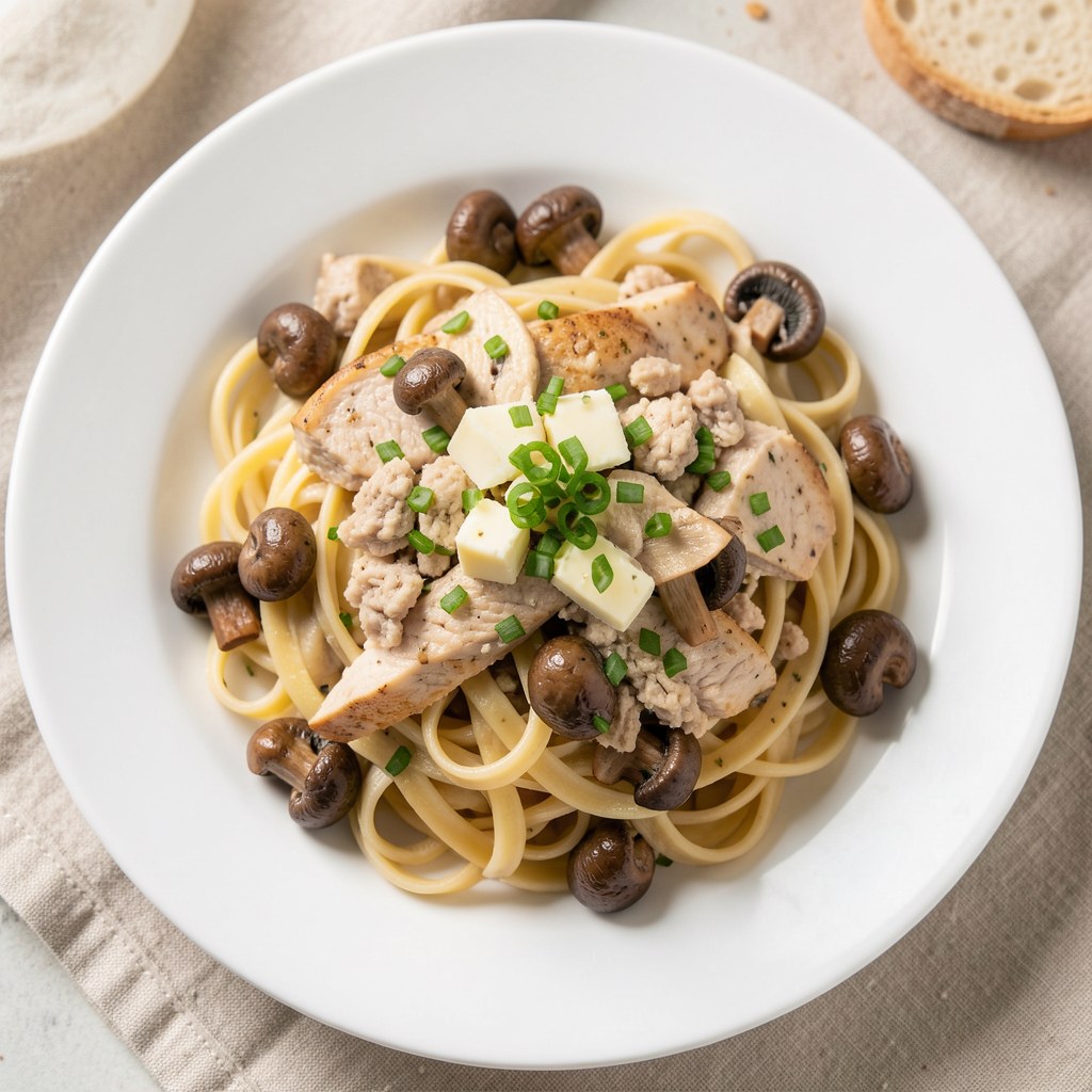 Pasta z kurczaa i pieczarek