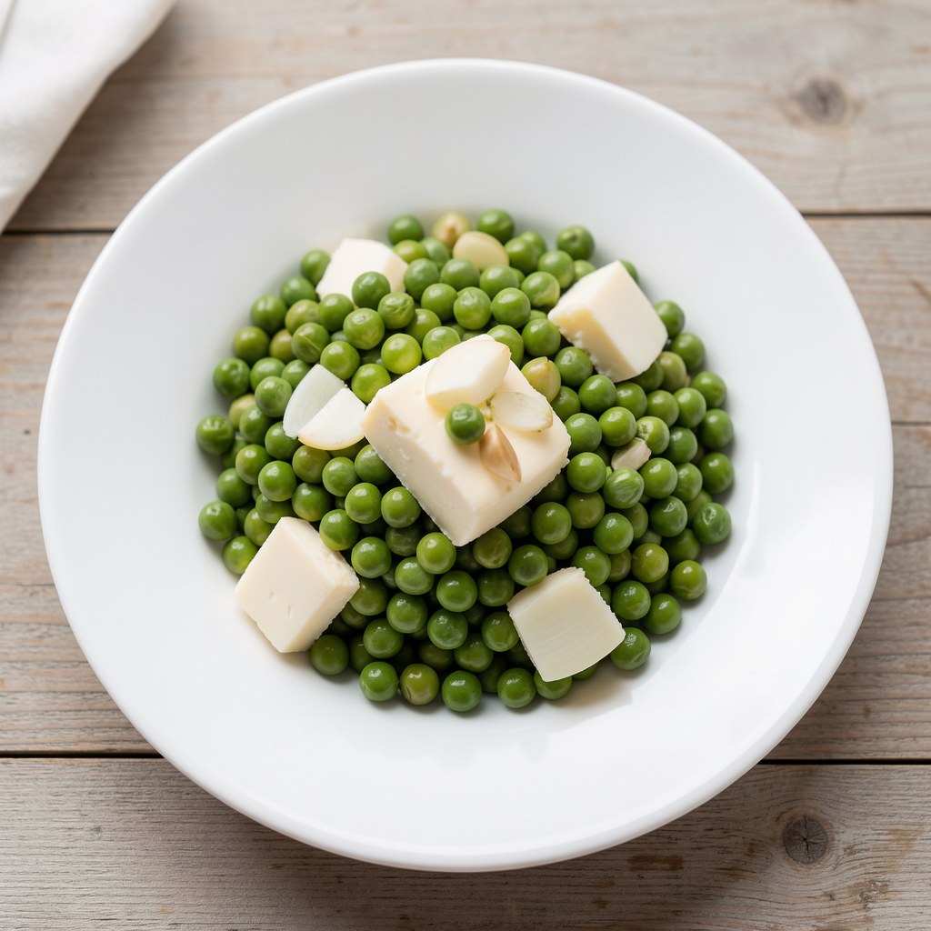 Zielony groszek z czosnkiem