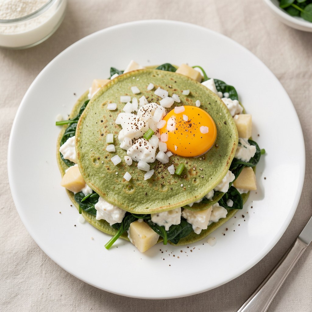 Zielone naleśniki z ruskim farszem :