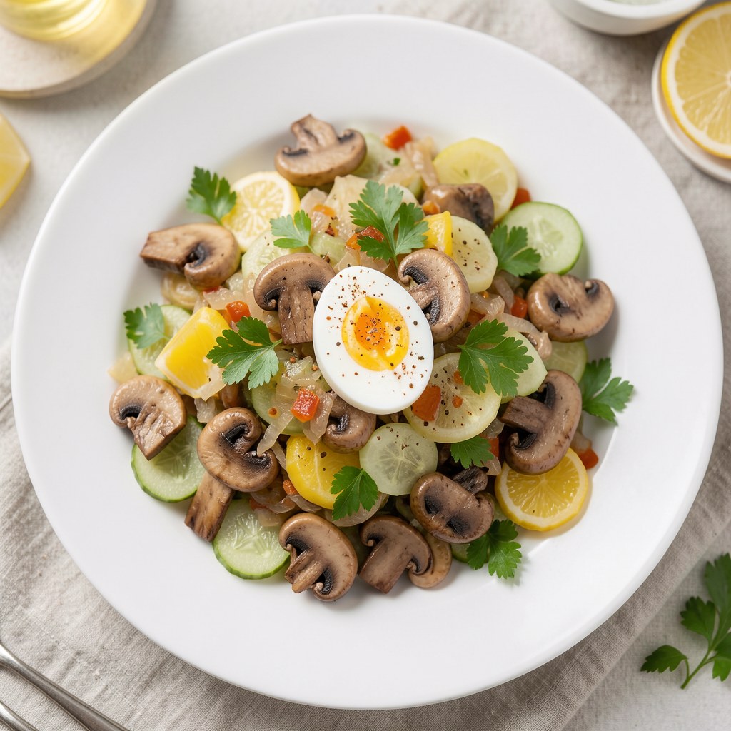 Sąłatka pieczarkowa z ogórkiem kiszonym