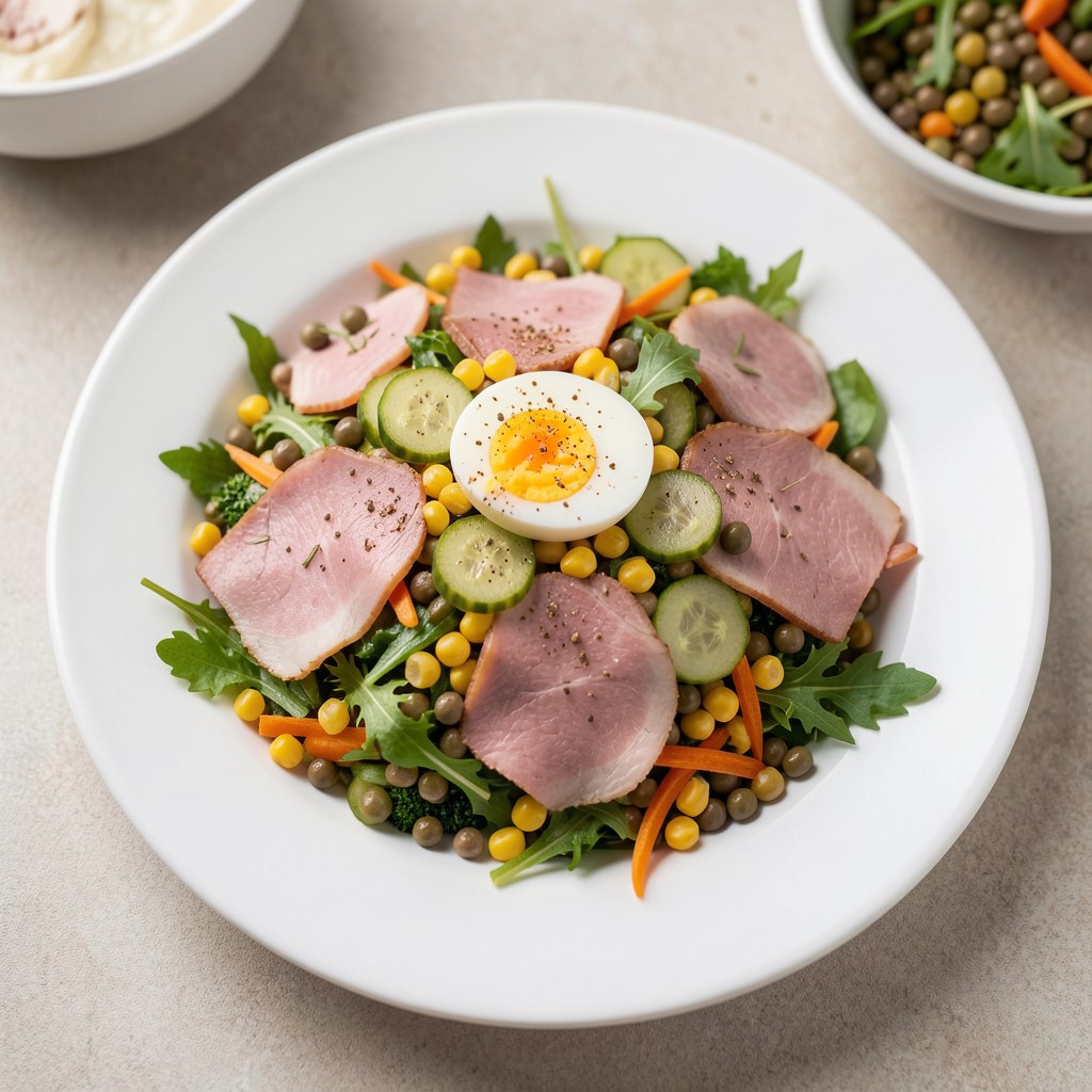 Sąlatka z pora i szynki