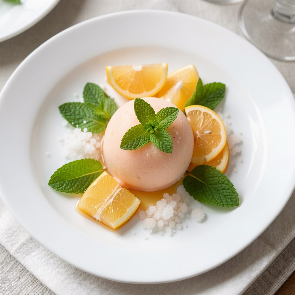 Sorbet z melona gallo z listkami świeżej mięty