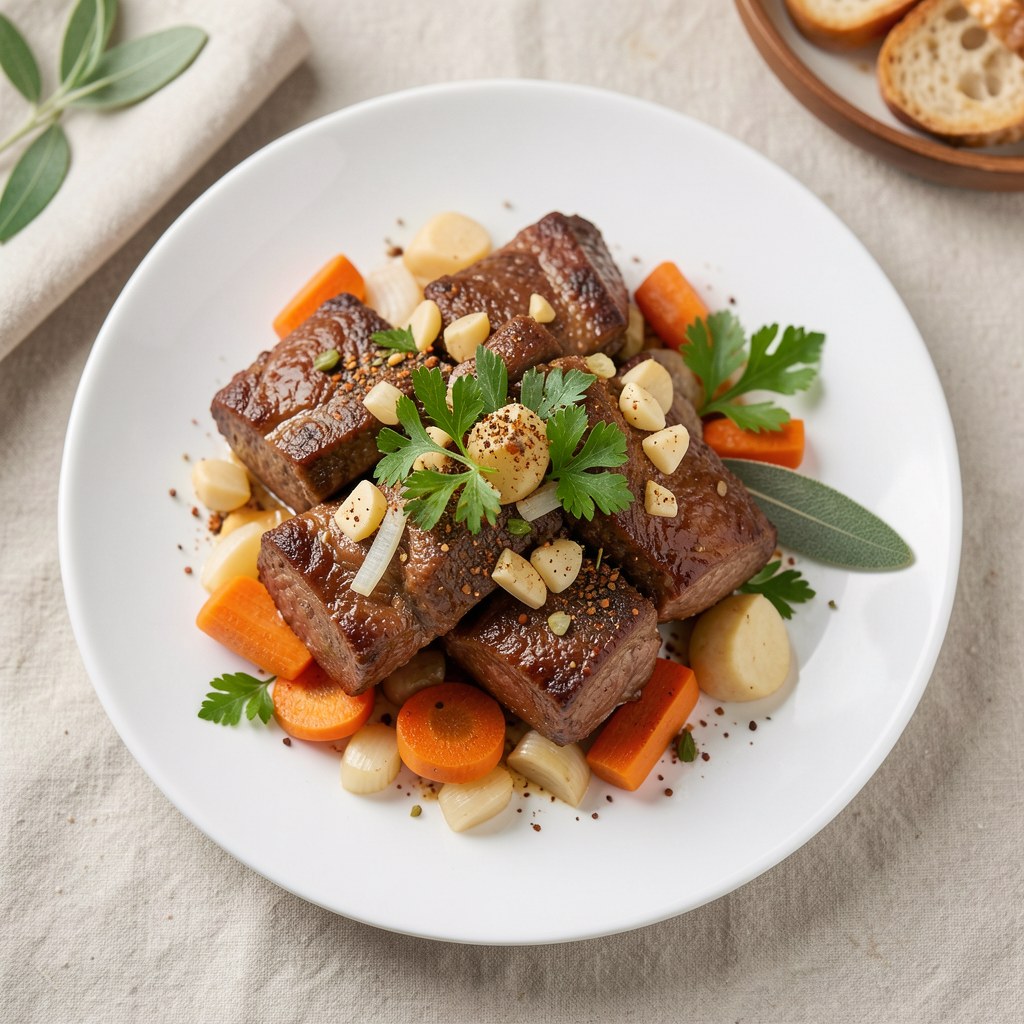 Duszone żeberka z żurawią