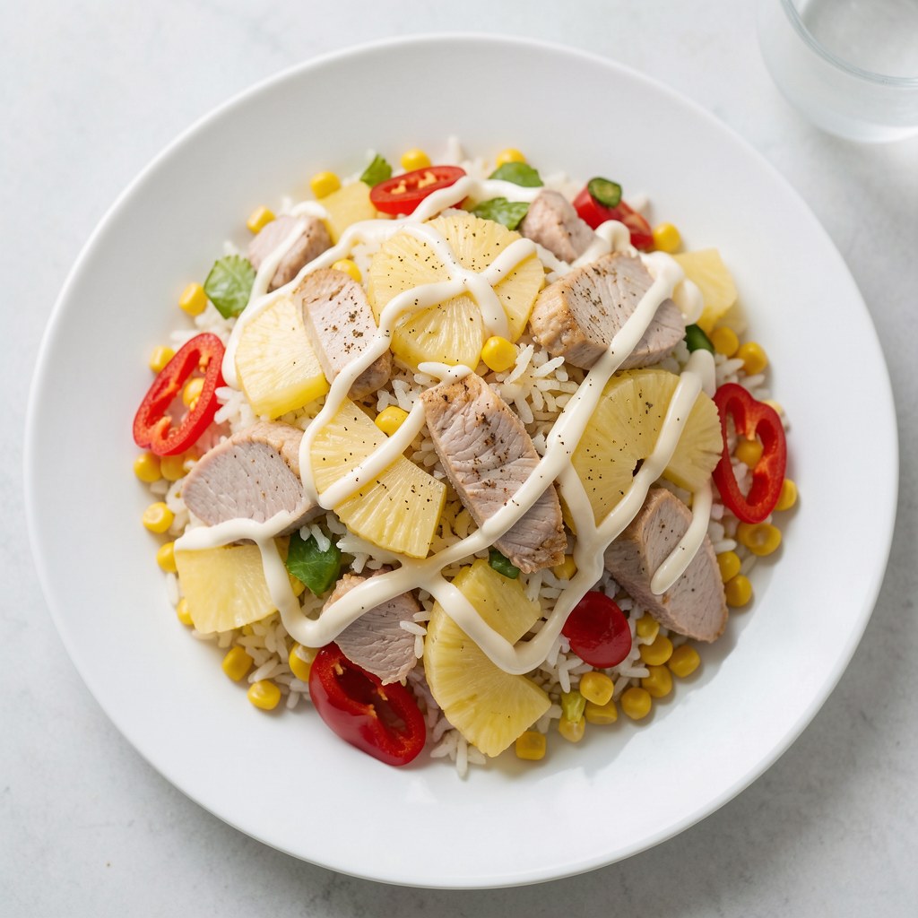 Sąłatka ryżowa z ananasem i połędwicą