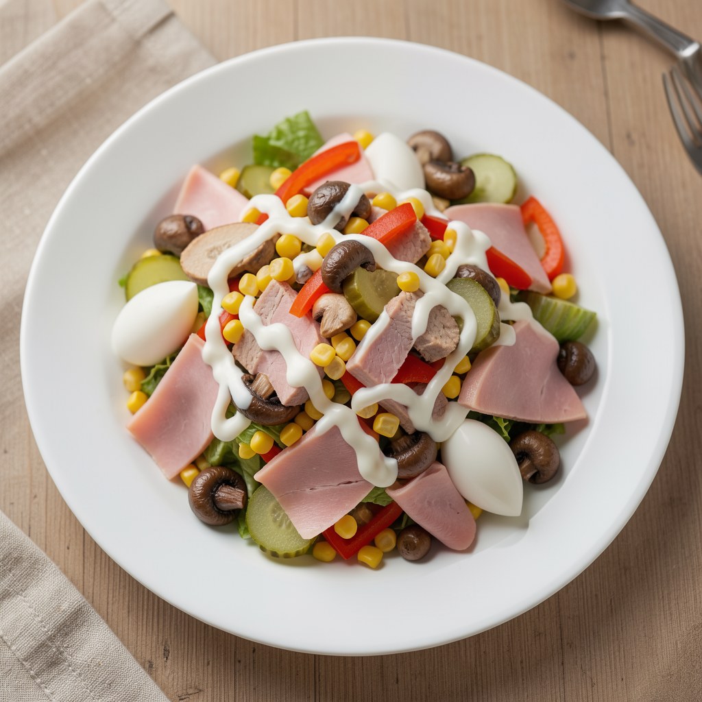 Sałatka z szynką konserwową