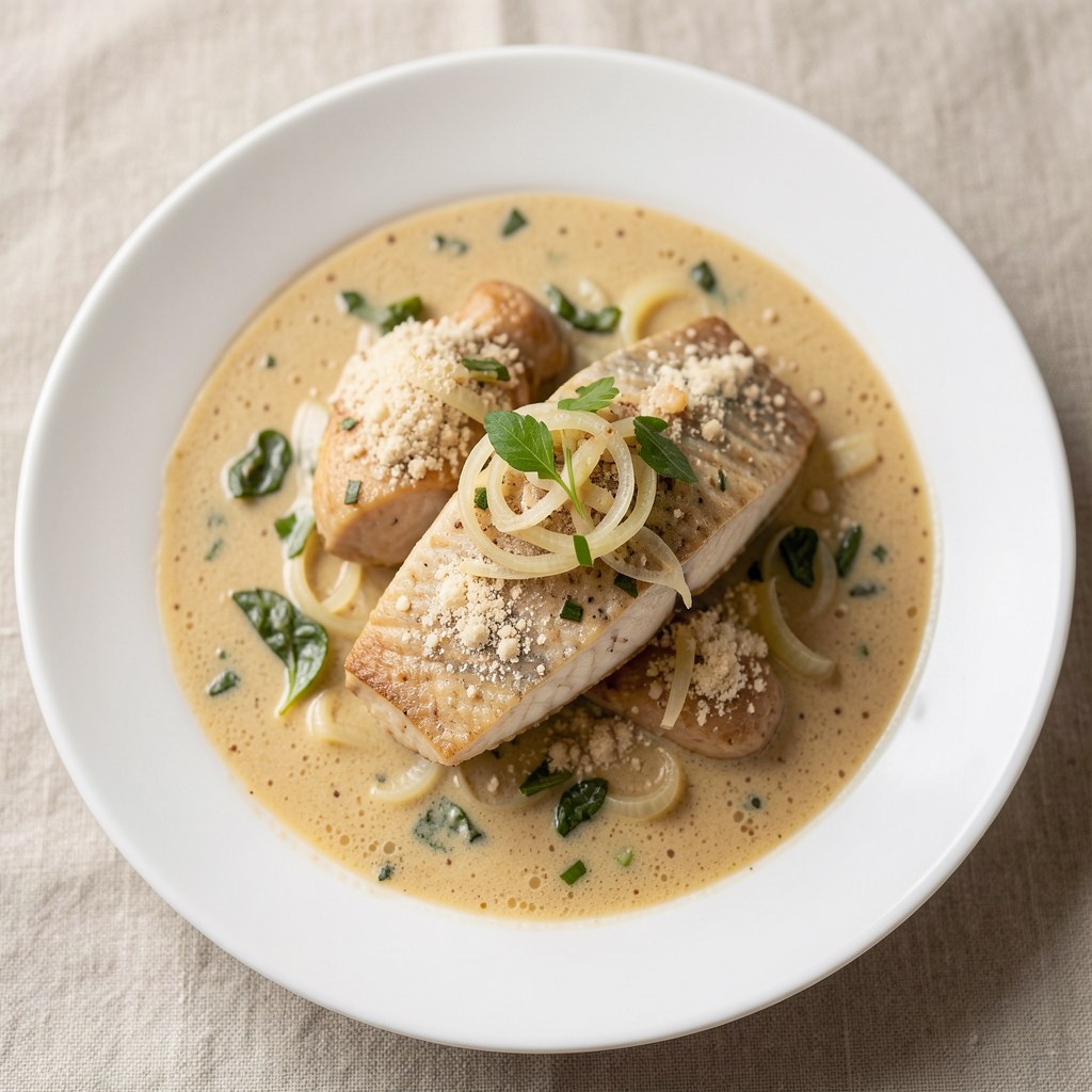 Ryba w sosie kurkowym