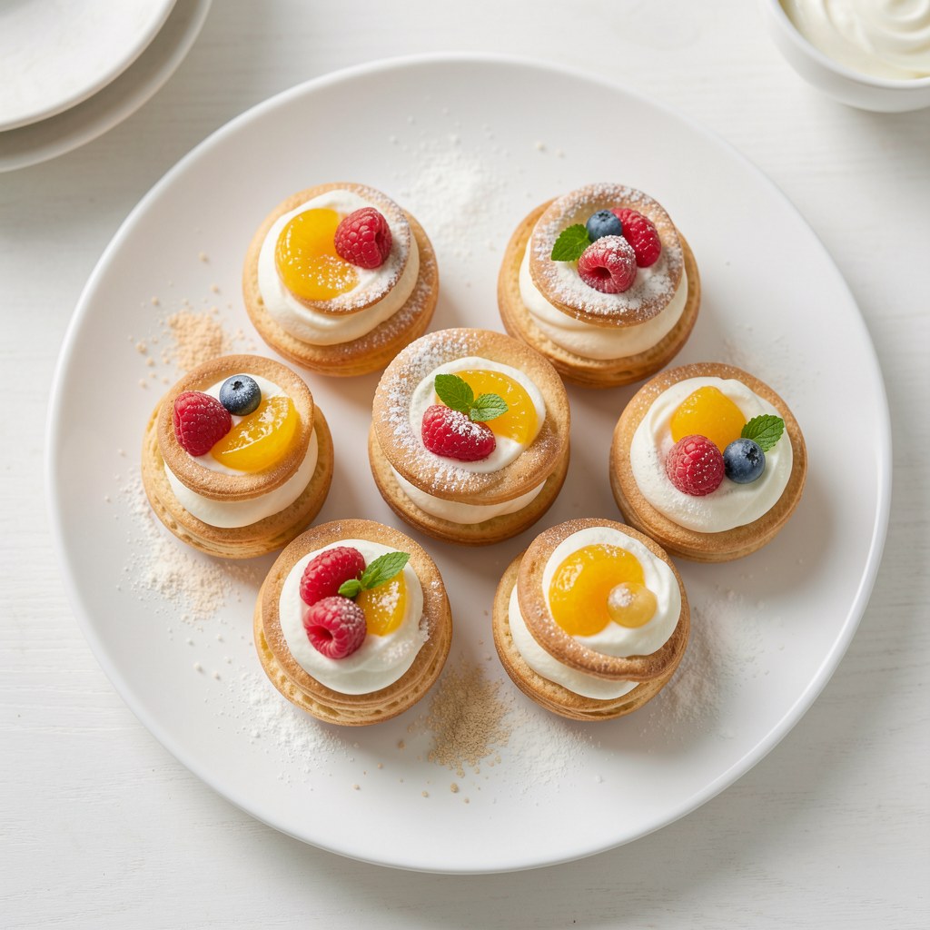 Mini eklerki ze śmieraną i owocami